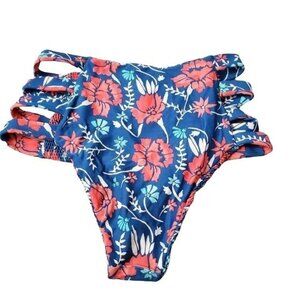 Tori praver Seafoam reversible high waisted ruched bikini bottoms small